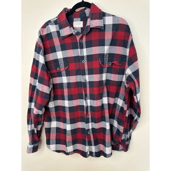 Jachs Mens Red Black Red Flannel 2XL long sleeve button up collared cotton - Picture 2 of 8